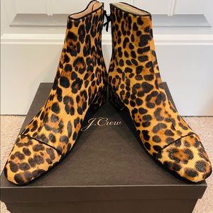 JCrew Ankle Boots in Leopard Calf Hair — Brand New!
